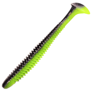 Noike Wobble Shad 4" Jigi 6kpl | #128 Black/Chartreuse