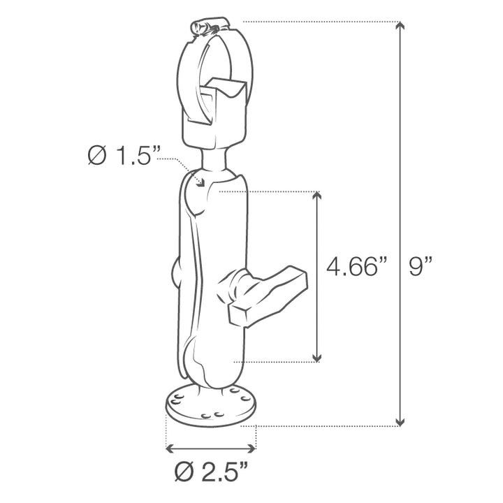 RAM Mounts Keulamoottorin tukisarja klemmarilla  | C-sarja