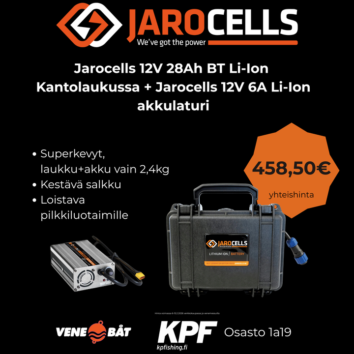 Jarocells Mini Li-Ion Litiumakku 12V 28Ah BT Kantolaukussa