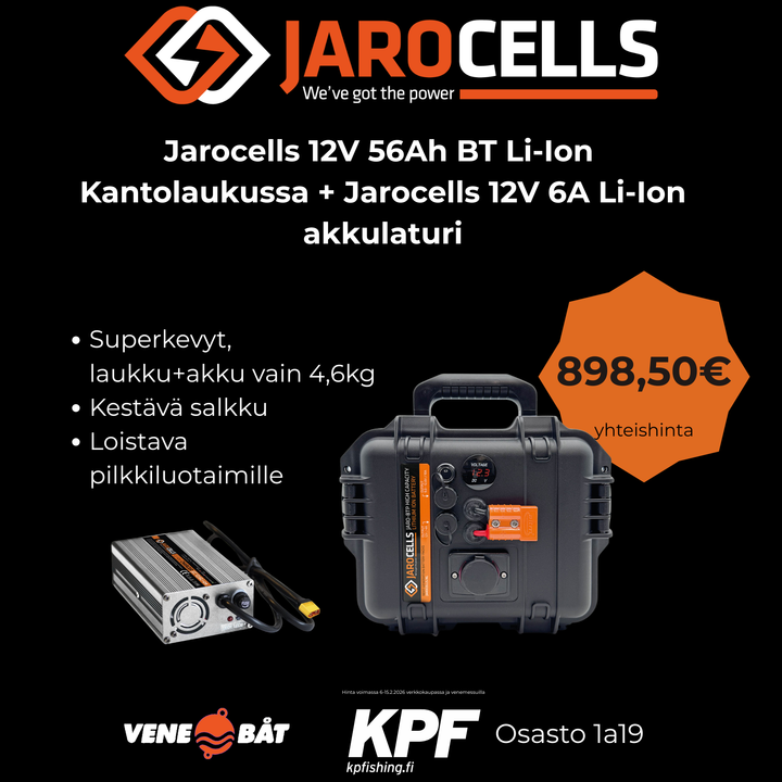 Jarocells Litiumakku 12V 56Ah Li-Ion Kantolaukussa