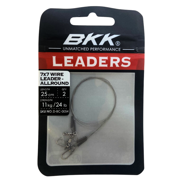 BKK 7x7 Wire Leader Allround peruke Duolock Snap lukolla 25cm 11kg | 2kpl