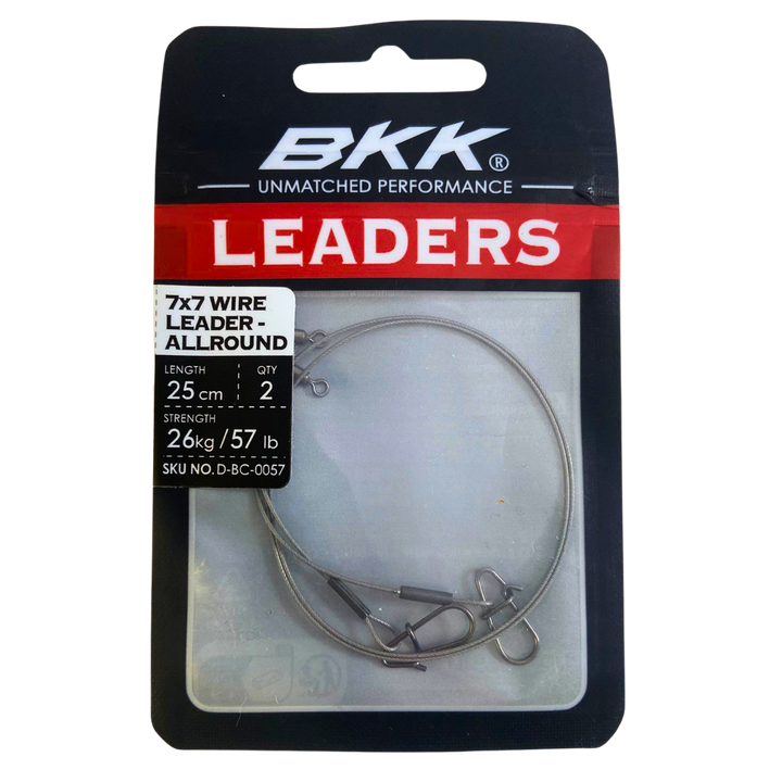BKK 7x7 Wire Leader Allround peruke Duolock Snap lukolla 25cm 26kg | 2kpl