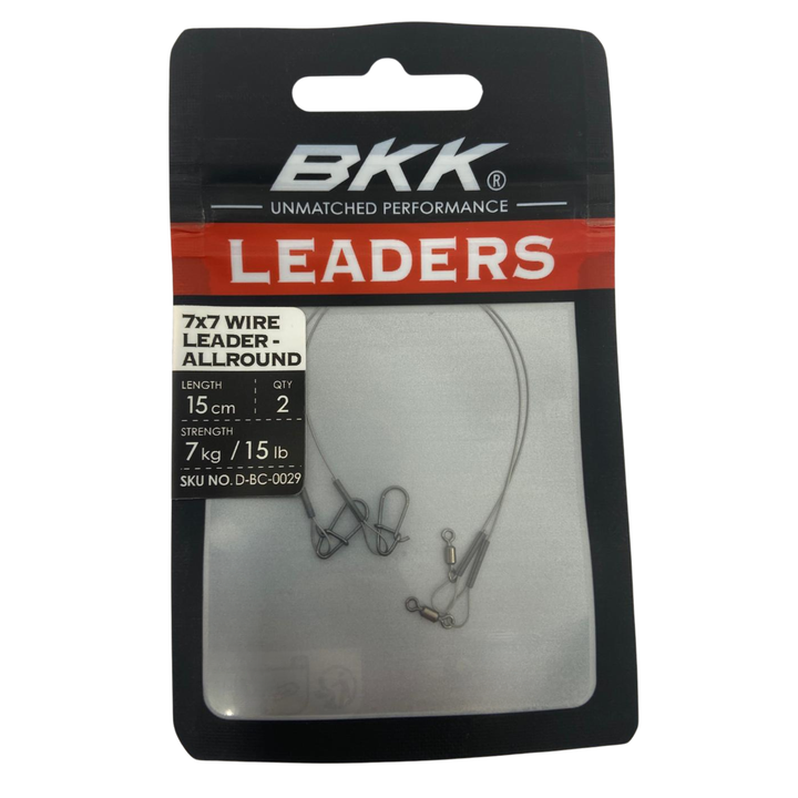 BKK 7x7 Wire Leader Allround peruke Duolock Snap lukolla 15cm 7kg | 2kpl