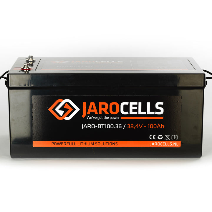 Jarocells Litiumakku 36V 100Ah LiFePo4 bluetooth-toiminnolla
