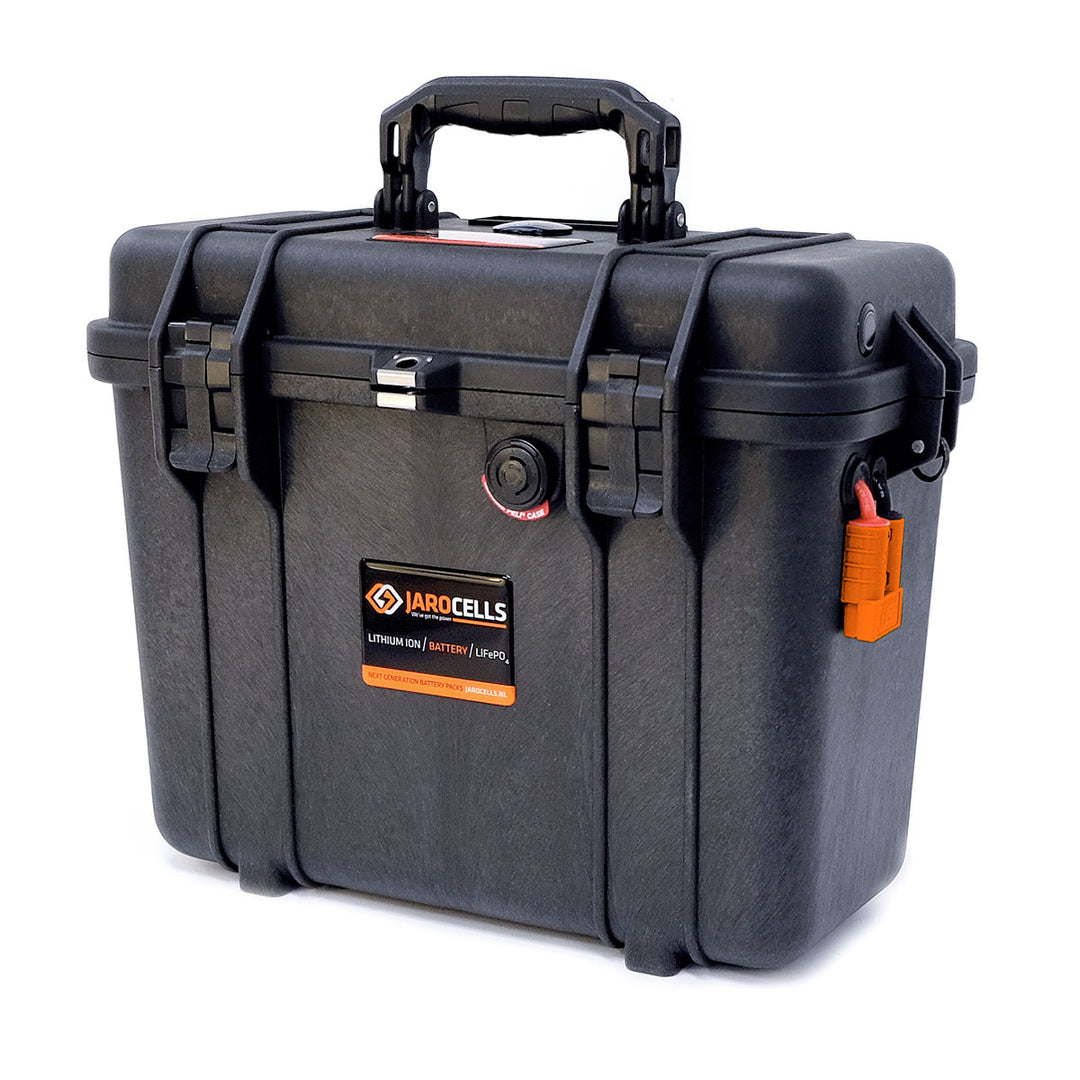 Jarocells LiFePo4 Litiumakku 12V 150Ah Bluetooth kantolaukussa