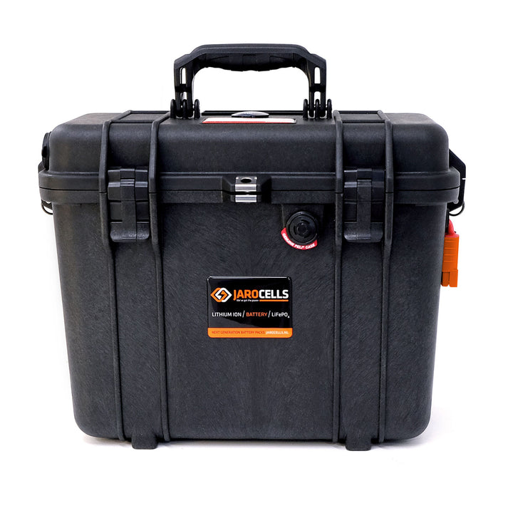 Jarocells LiFePo4 Litiumakku 12V 150Ah Bluetooth kantolaukussa