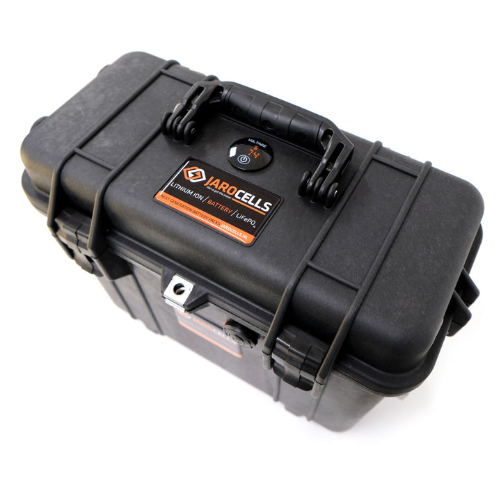Jarocells LiFePo4 Litiumakku 12V 150Ah Bluetooth kantolaukussa