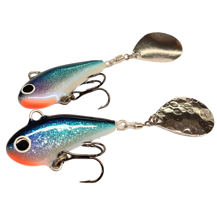 Halme Spintail 35mm 13g 004 Sinihopea, kaksi viehettä sivulta