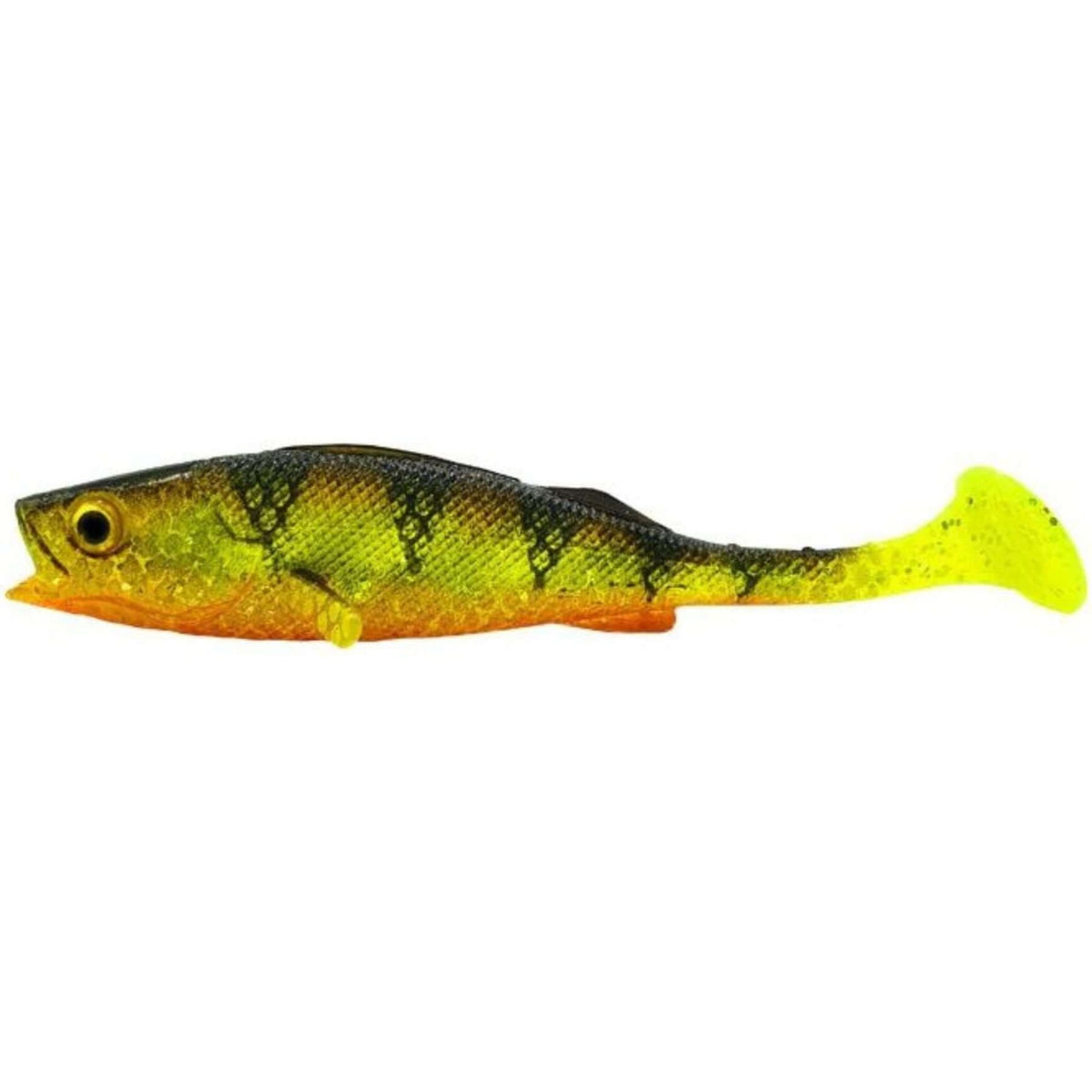 LMAB KØFI Perch Shad Jigi 9cm | 4kpl | LMAB Köfi Perch Shad 9cm Natural Perch 4kpl