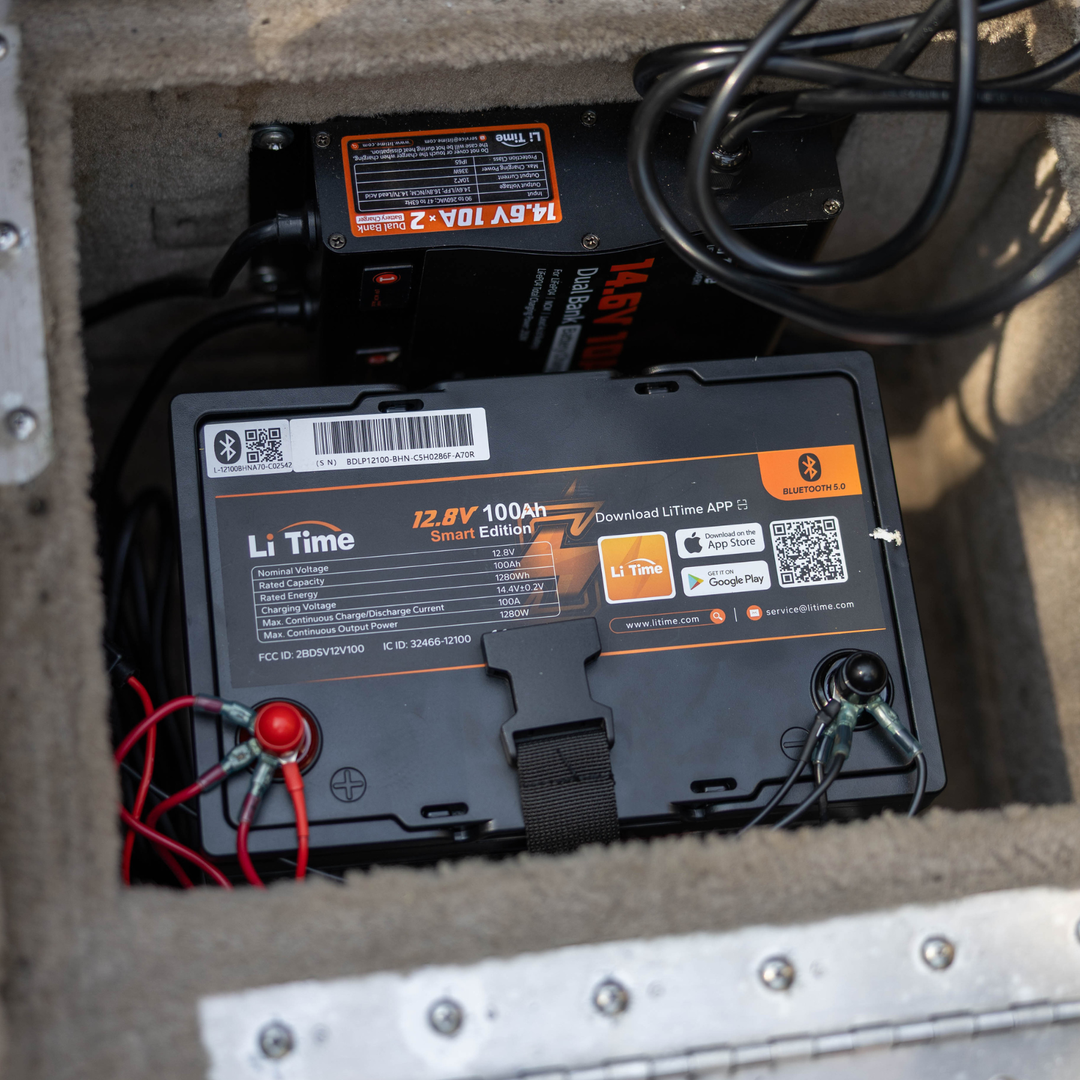 LiTime LiFePo4-litiumakku | 12V 100Ah Mini Bluetooth