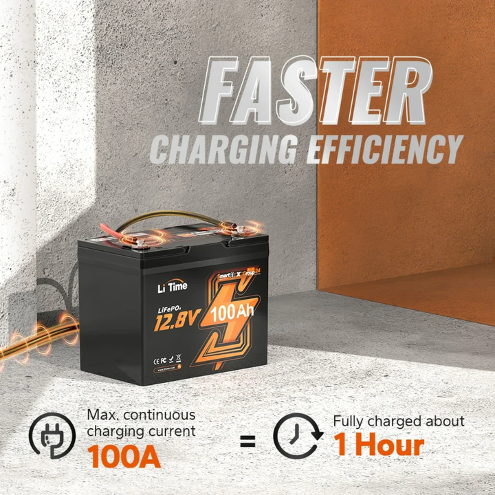 LiTime LiFePo4-litiumakku | 12V 100Ah Mini Bluetooth