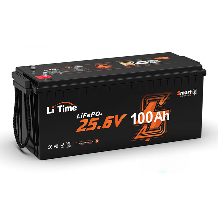 LiTime LiFePo4-litiumakku | 24V 100Ah Bluetooth