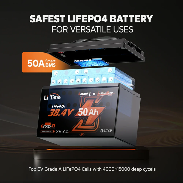 LiTime LiFePo4-litiumakku | 36V 50Ah Bluetooth
