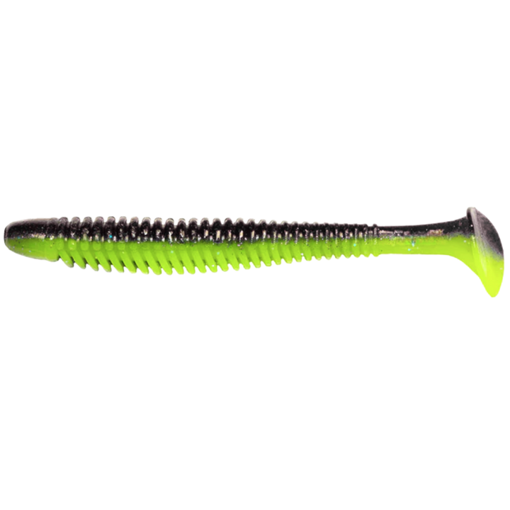 Noike Wobble Shad 3" Jigi 9kpl | #128 Black Chartreuse