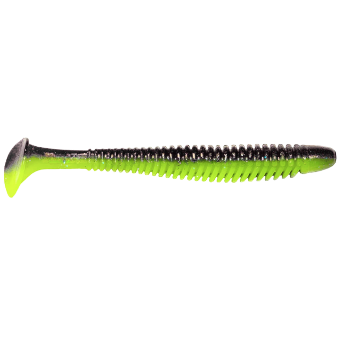 Noike Wobble Shad 4" Jigi 6kpl | #128 Black/Chartreuse