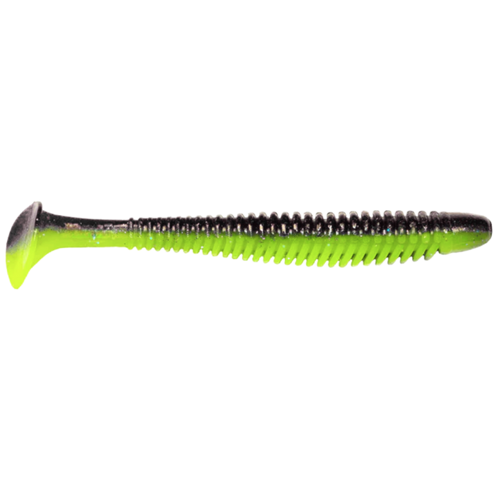 Noike Wobble Shad 4" Jigi 6kpl | #128 Black/Chartreuse