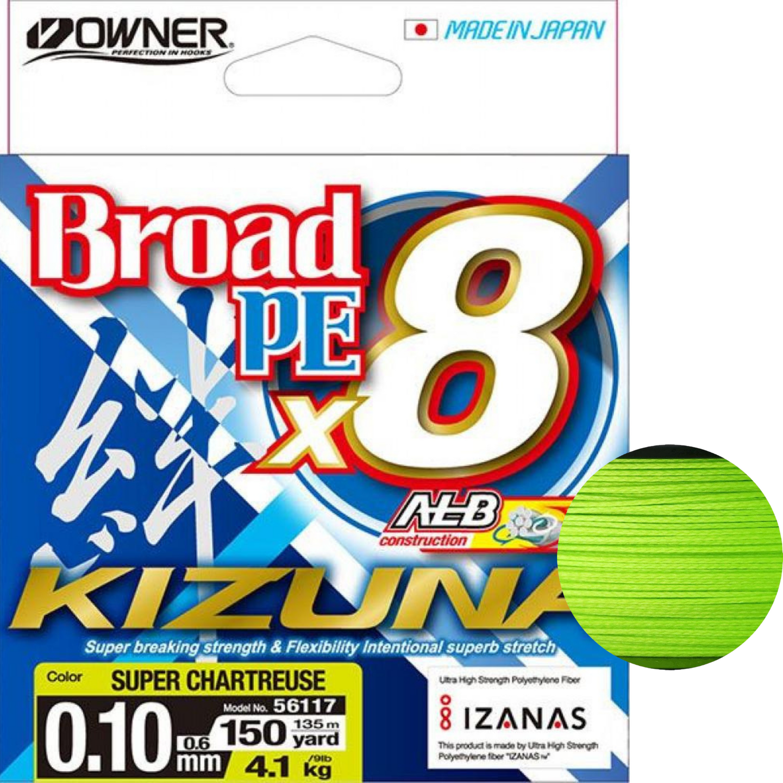 Owner Kizuna X8 Kuitusiima 135m | Super Chartreuse