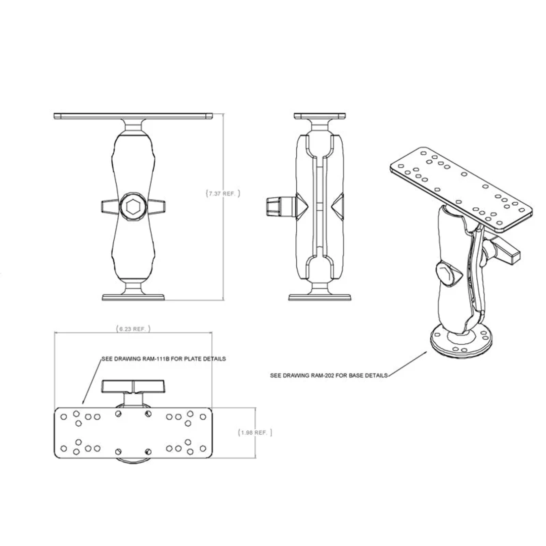 RAM Mounts Kaikuluotainteline 14cm | C-sarja