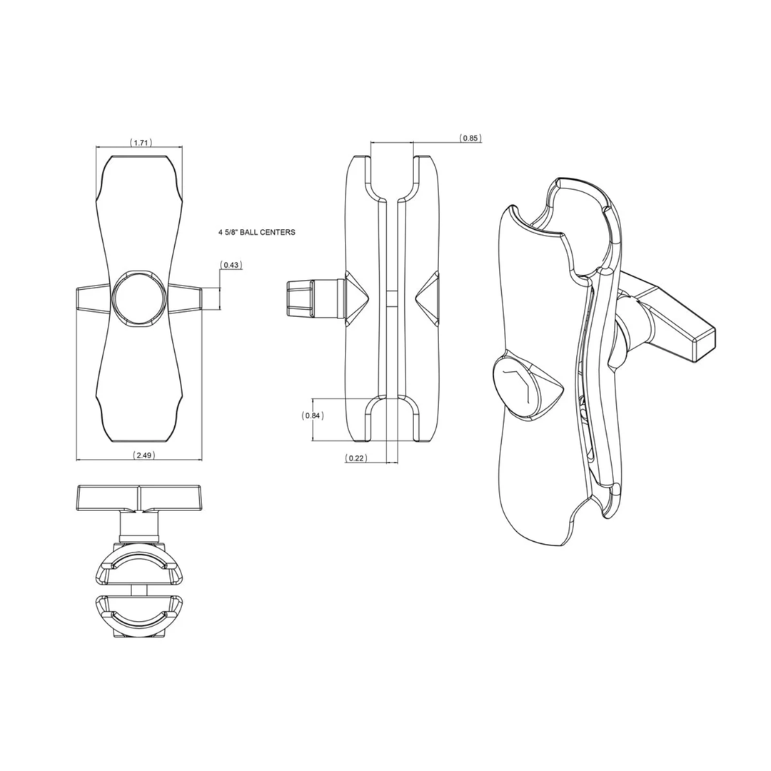 RAM Mounts Keskipitkä välivarsi 14.29cm | C-sarja