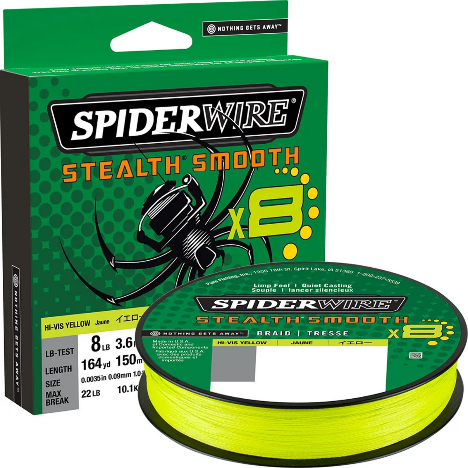 Spiderwire Stealth Smooth 8 Kuitusiima 150m | HI-VIS Yellow