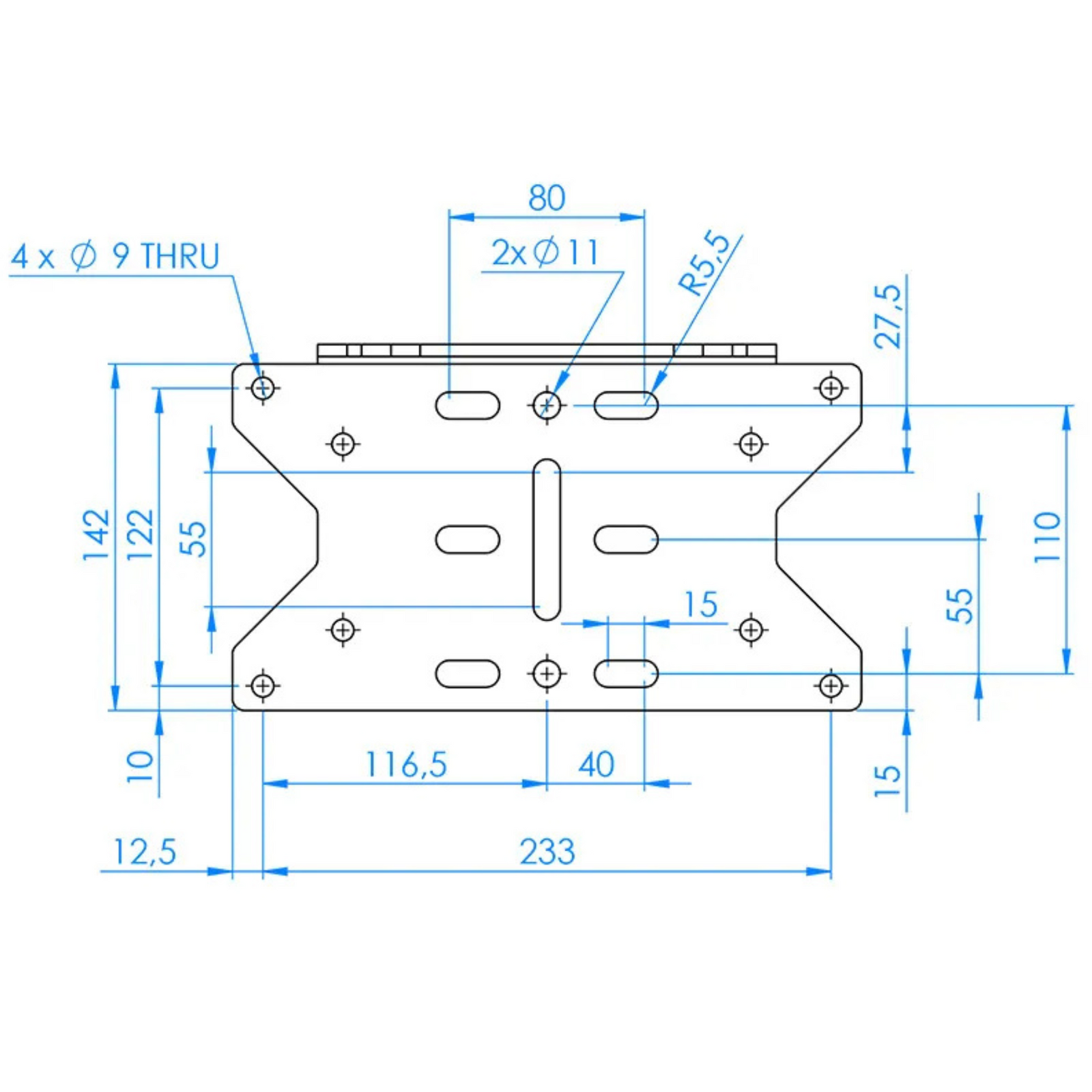 Warn Vinssin Asennuslevy VRX/AXON | Leveä