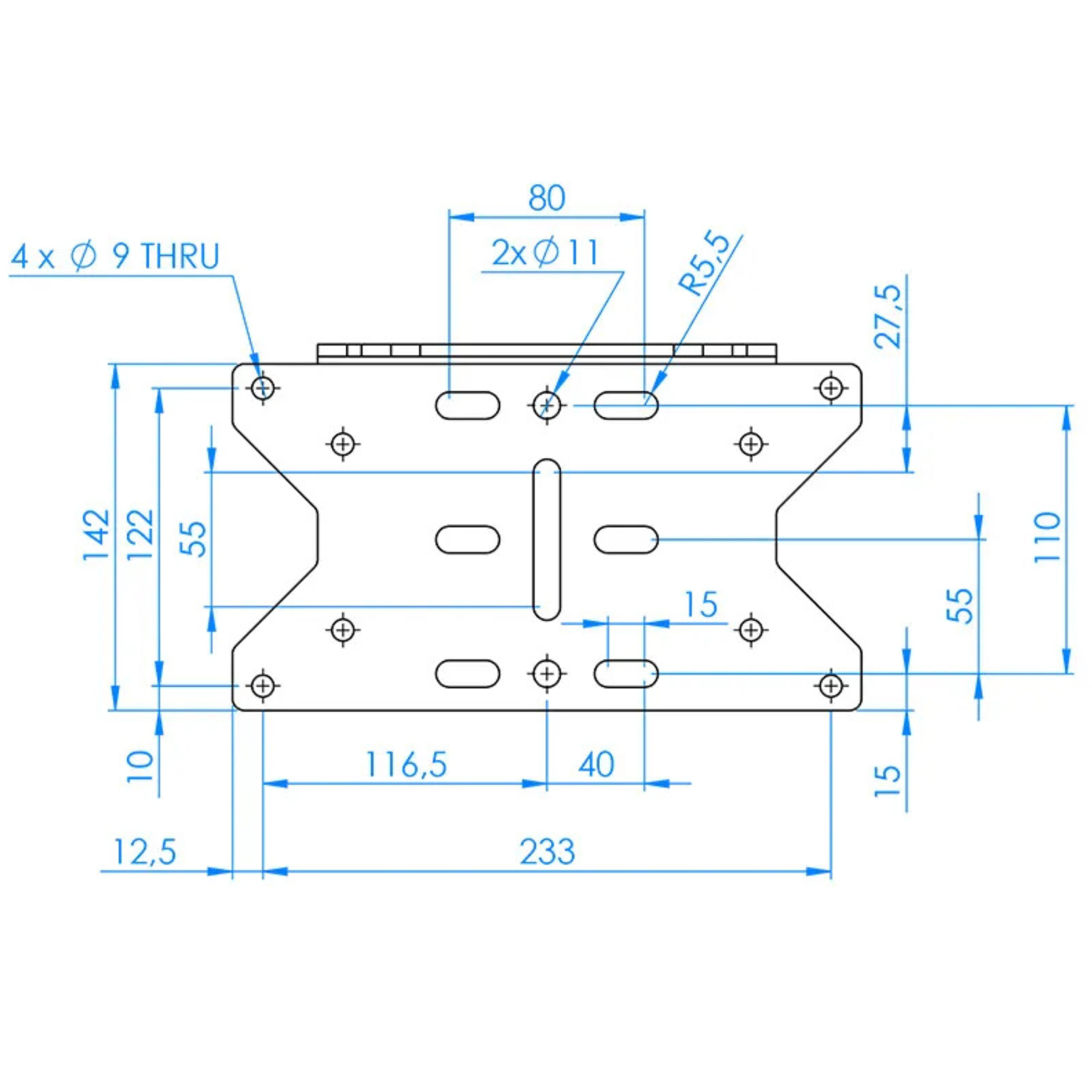 Warn Vinssin Asennuslevy VRX/AXON | Leveä