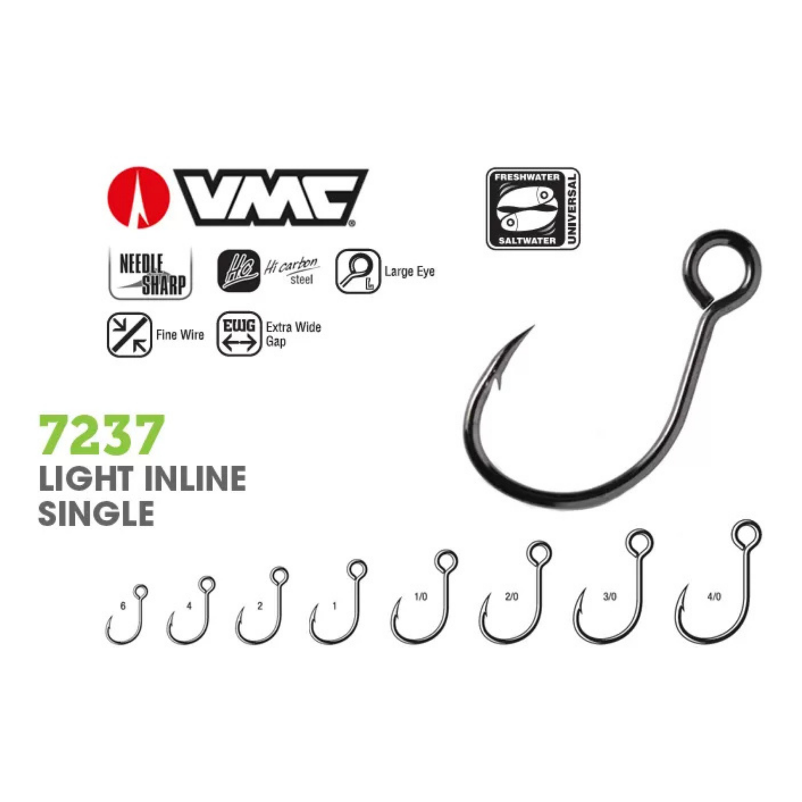 VMC 7237 Light Inline Single yksihaarakoukku
