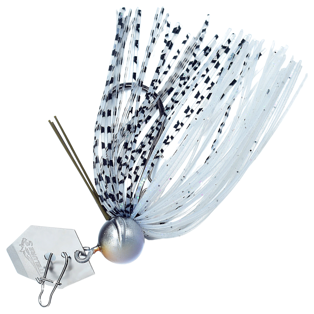 BIM Tackle Roaring Lion Blade Chatterbait 7g, väri Silver Shine: hopeinen pää, valkoinen helma mustin pilkuin, hopeinen lapa