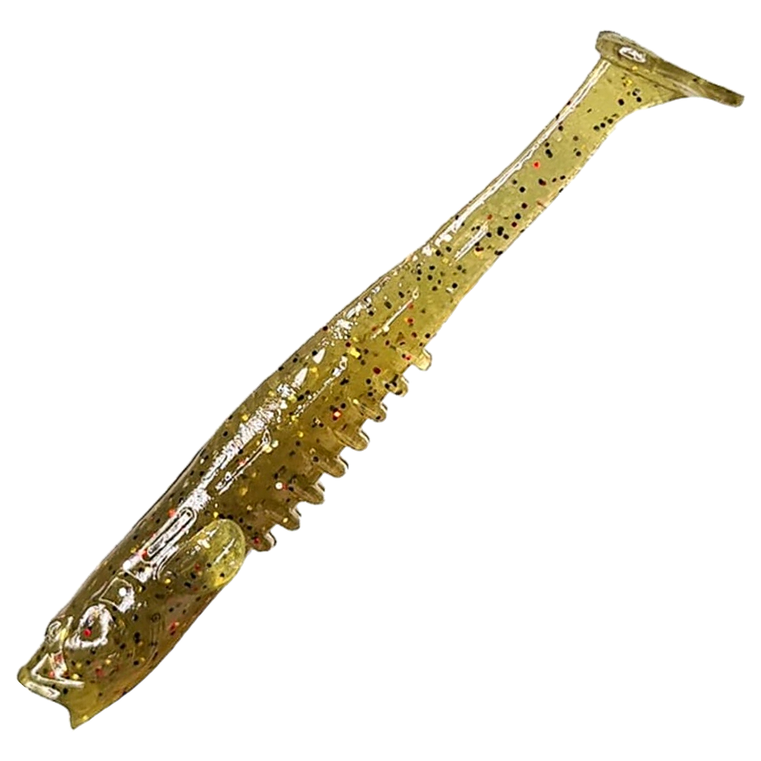 Crazy Fish Nano Minnow Jigi 2.8", väri 1: oliivinruskea runko ja mustat pilkut