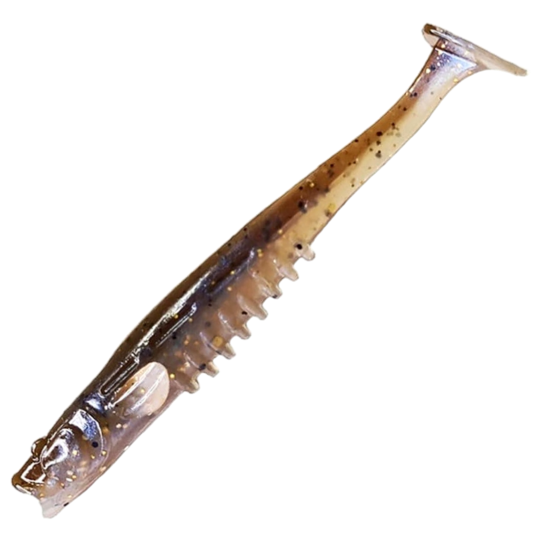 Crazy Fish Nano Minnow Jigi 2.8", väri 3d: ruskea selkä ja vaaleanharmaa vatsa