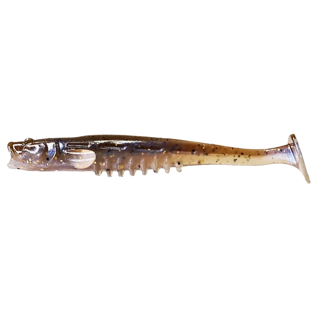 Crazy Fish Nano Minnow Jigi 2.8" 3d sivulta, pää vasemmalla