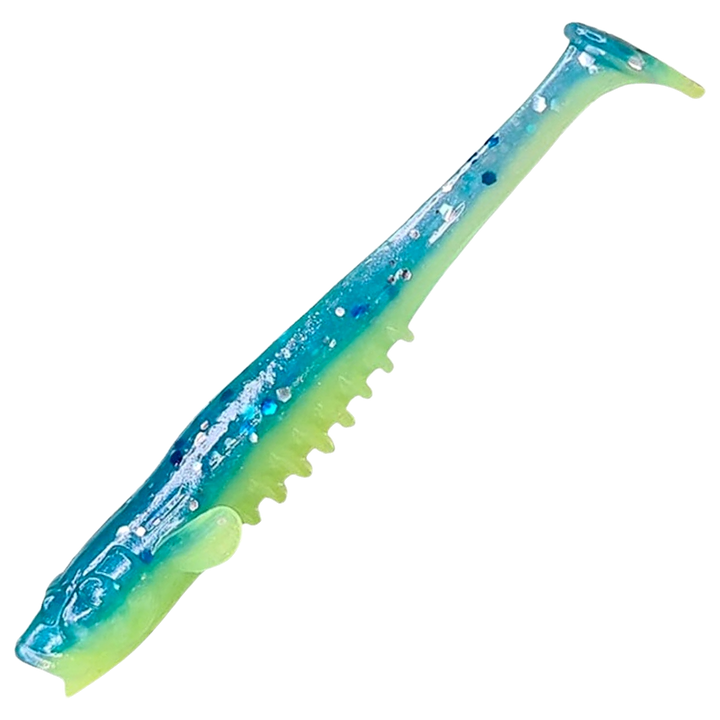 Crazy Fish Nano Minnow Jigi 2.8", väri 40d: turkoosi selkä, sininen kylki ja kellanvihreä vatsa