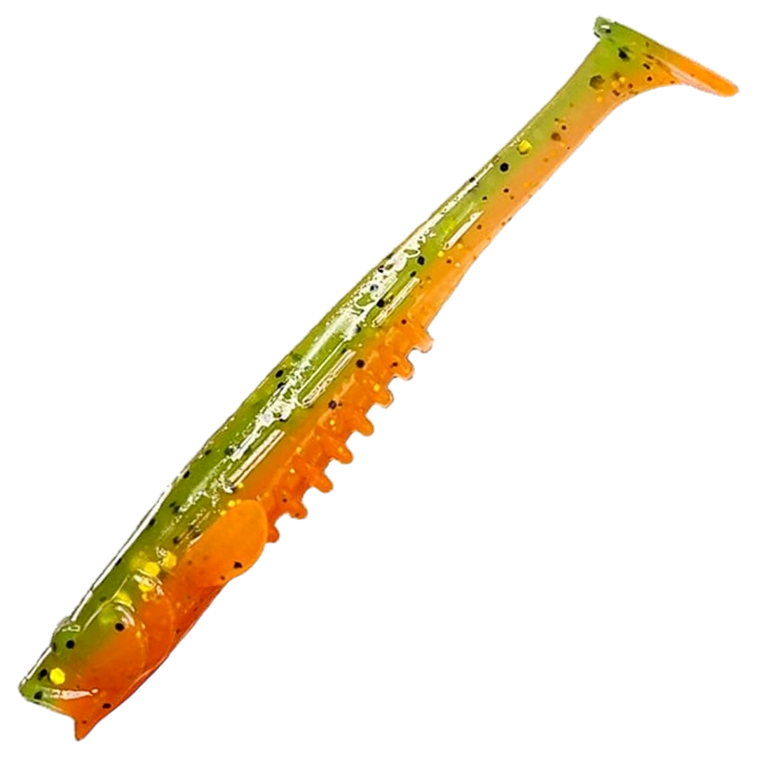 Crazy Fish Nano Minnow Jigi 2.8", väri 5d: vihertävä selkä ja oranssi vatsa