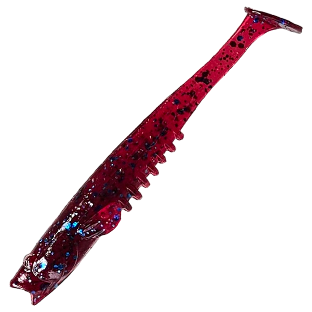 Crazy Fish Nano Minnow Jigi 2.8", väri 73: punainen runko ja siniset hileet