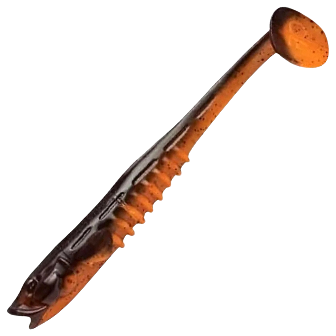 Crazy Fish Nano Minnow Jigi 2.8", väri 8d: tummanruskea selkä ja oranssi vatsa