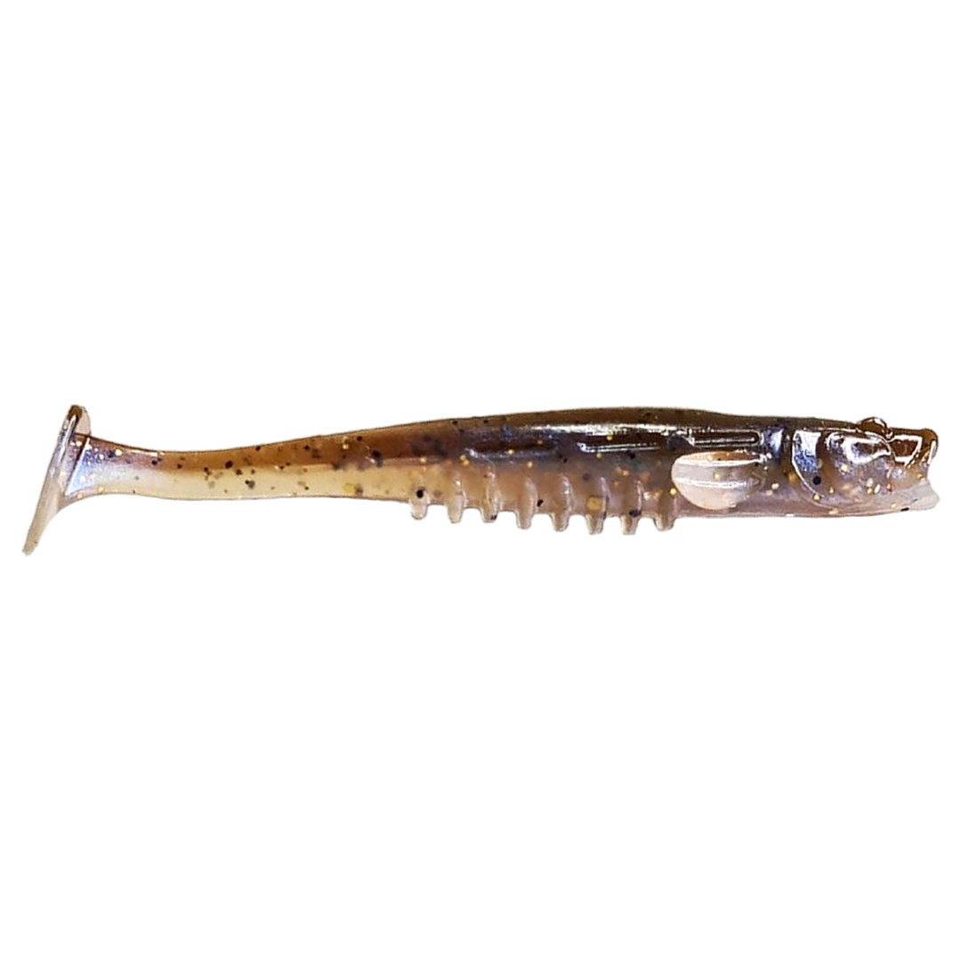 Crazy Fish Nano Minnow Jigi 3.5" 3d sivulta, pää oikealla