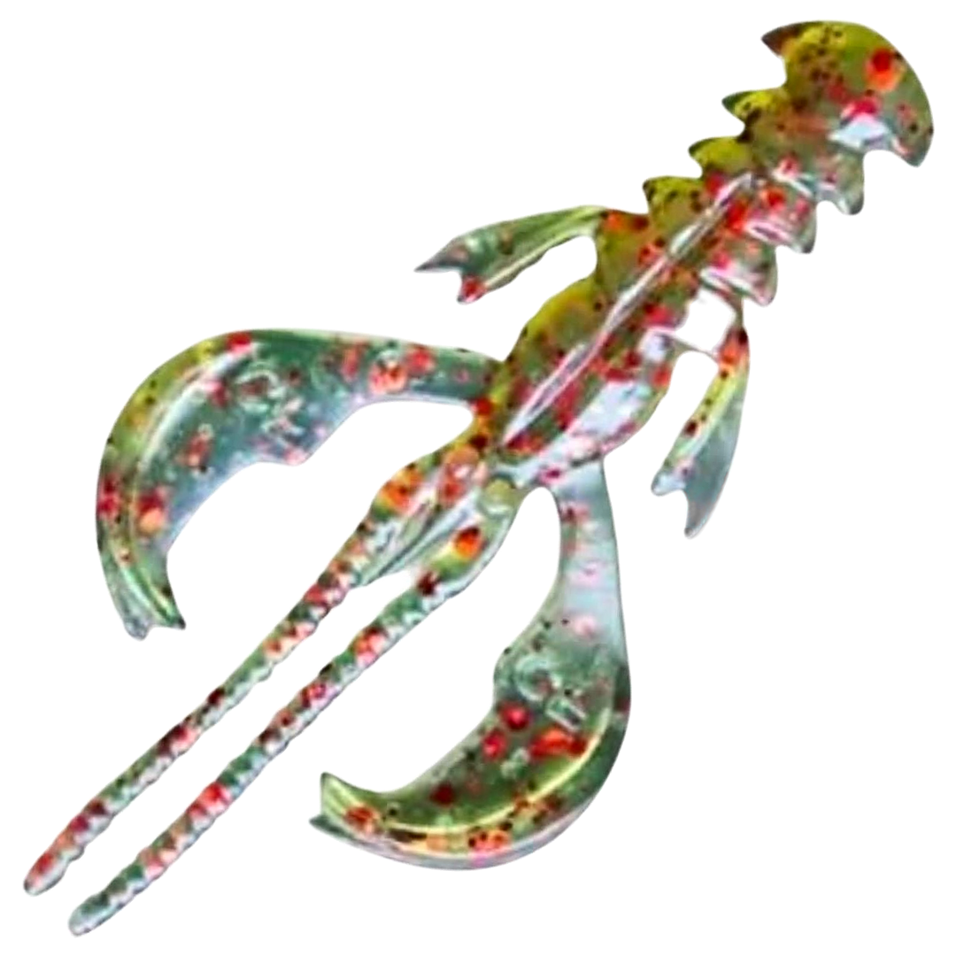 Crazy Fish Nimble kelluva Jigi 1.6", väri Black/Red Watermelon (68): läpikuultava vihreä runko, mustat ja punaiset hileet