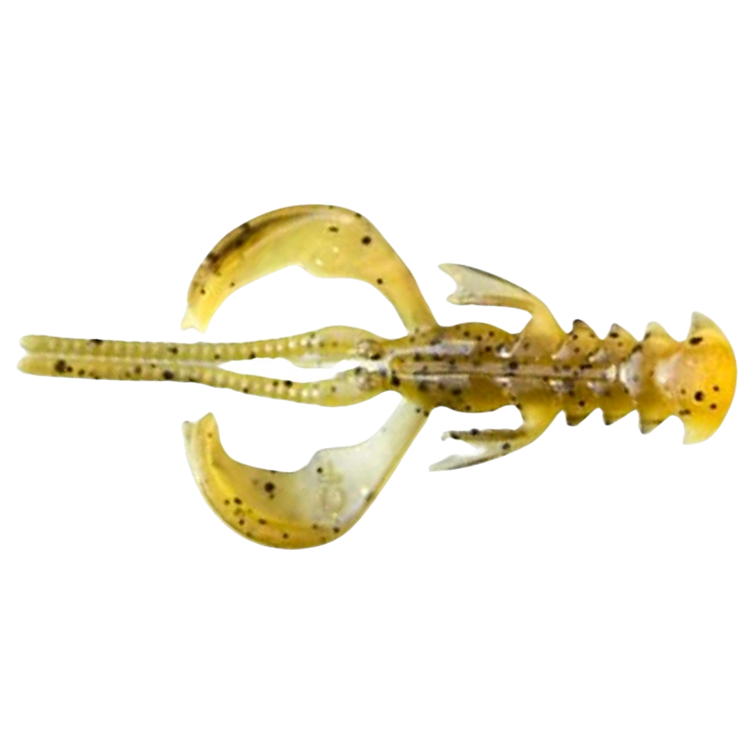 Crazy Fish Nimble kelluva Jigi 1.6" Caddisfly Pupa yläpuolelta, pää vasemmalla