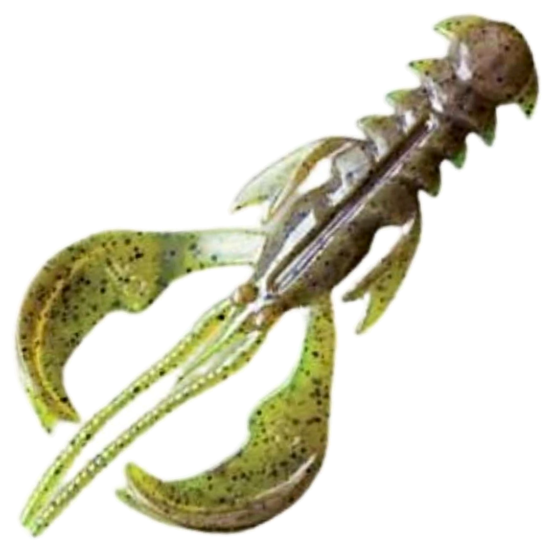 Crazy Fish Nimble kelluva Jigi 2", väri Chart Swamp (30D): ruskeanvihreä yläpuoli, kellanvihreä alapuoli ja mustat pilkut