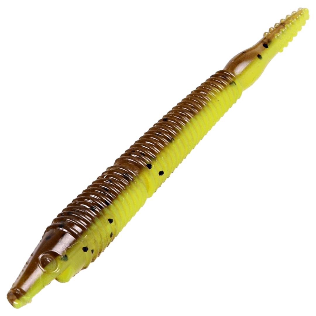 CWC Pigster Crawler Jigi 10cm, väri Brown Chartreuse Flake: ruskea selkä ja kellanvihreä vatsa