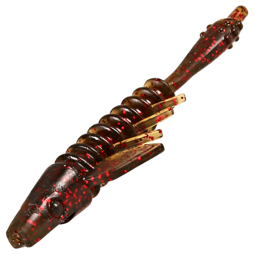 CWC Pigster Gecko Jigi 8.5cm, väri Watermelon Red Flake: tummanruskea runko ja punaiset hileet