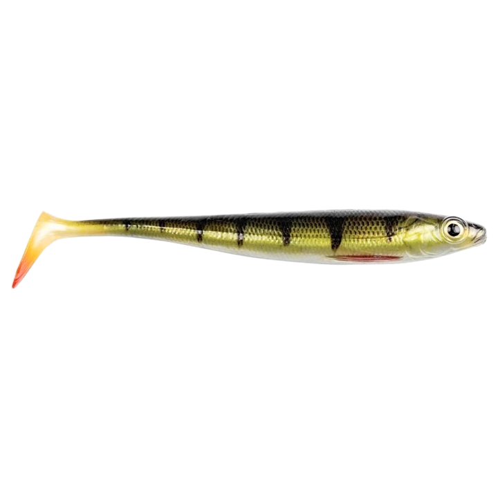 Daiwa Prorex Duckfin Shad 2.0 Haukijigi 20cm 45g Gold Perch sivulta, pää oikealla