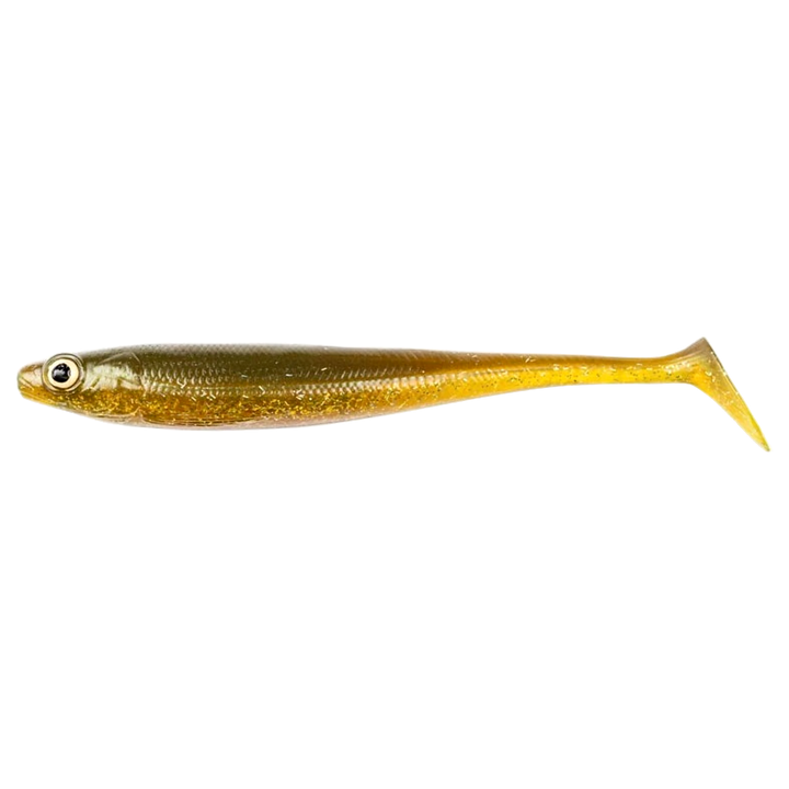 Daiwa Prorex Duckfin Shad 2.0 Haukijigi 20cm 45g Golden Shiner sivulta, pää vasemmalla