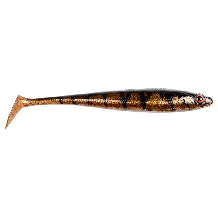 Daiwa Prorex Duckfin Shad 2.0 Haukijigi 20cm 45g Motoroil Burbot UV sivulta, pää oikealla