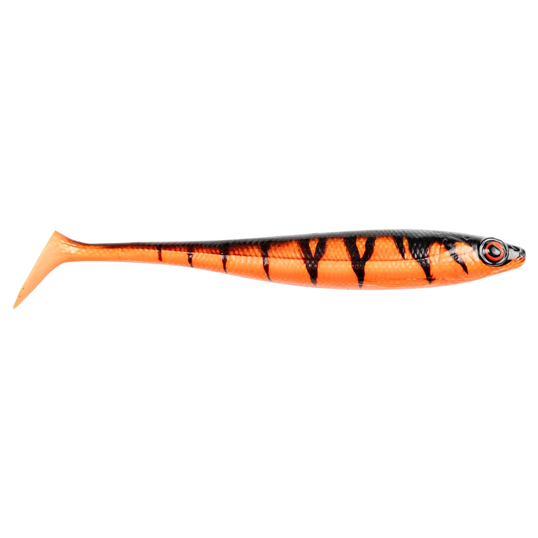 Daiwa Prorex Duckfin Shad 2.0 Haukijigi 20cm 45g Red Tiger sivulta, pää oikealla