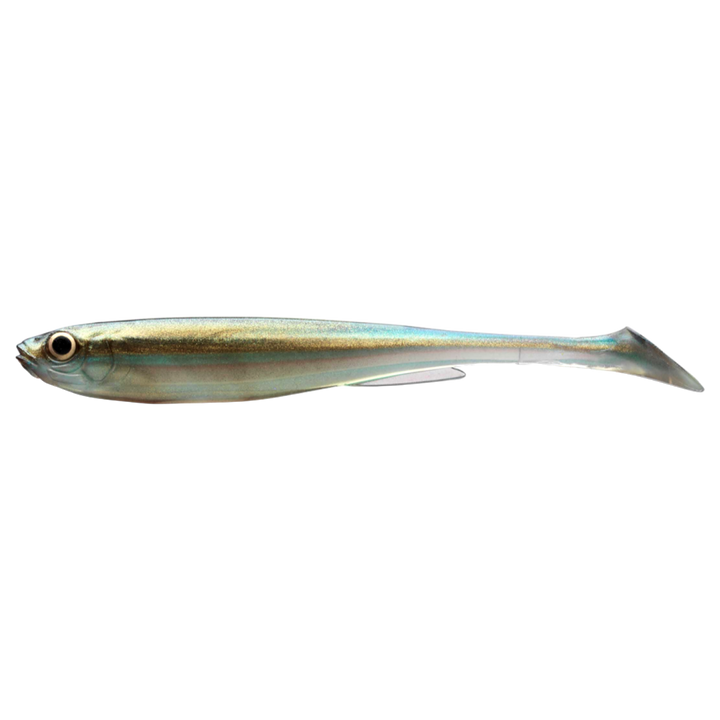 Daiwa Prorex Slim Shad Y 10.5cm Jigi Green Bleak sivulta, pää vasemmalla