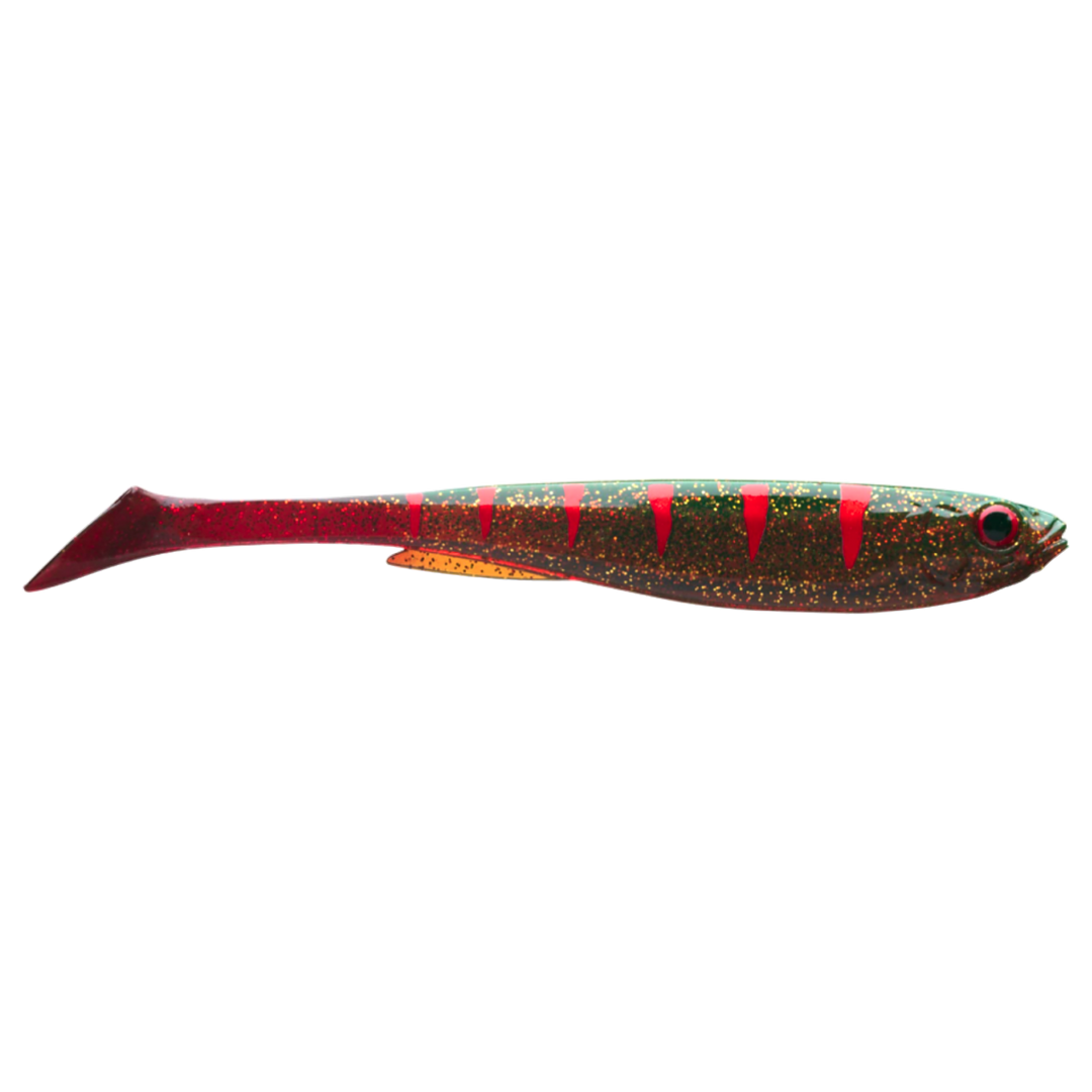 Daiwa Prorex Slim Shad Y 10.5cm Jigi Motoroil sivulta, pää oikealla
