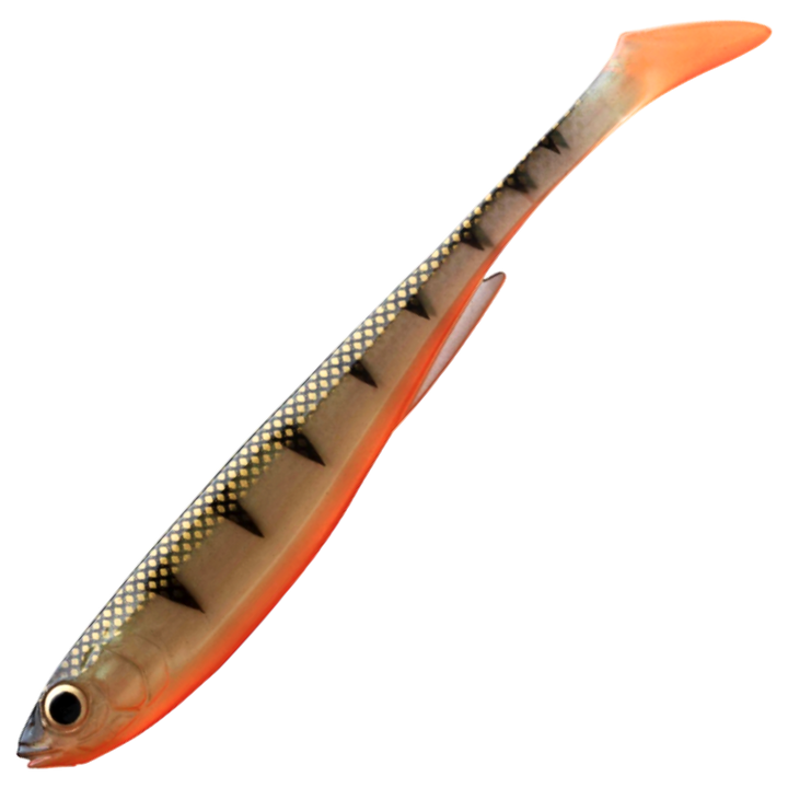 Daiwa Prorex Slim Shad Y 10.5cm Jigi, väri Natural Perch: tummat raidat, oranssi vatsa ja oranssi pyrstö