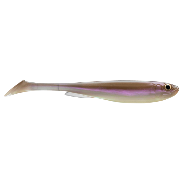 Daiwa Prorex Slim Shad Y 10.5cm Jigi Wakasagi sivulta, pää oikealla
