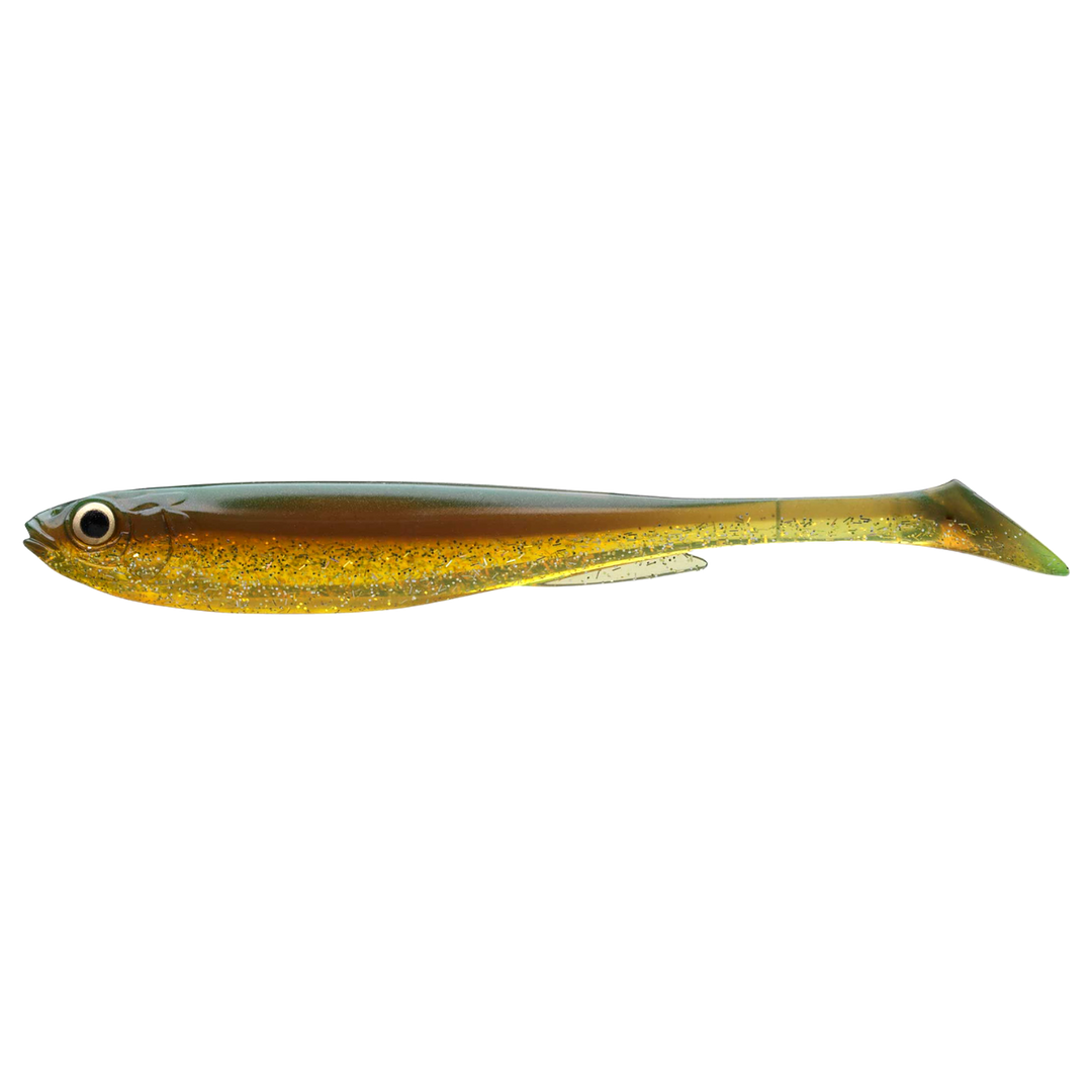 Daiwa Prorex Slim Shad Y 16cm Jigi Golden Shiner sivulta, pää vasemmalla